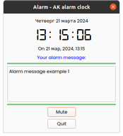 Alarm window in Ubuntu