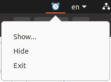 Taskbar icon with menu in Ubuntu.